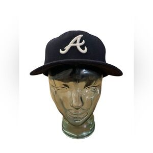 Atlanta Braves Hat New Era 59Fifty Cap Black Baseball 7 1/4 Fitted